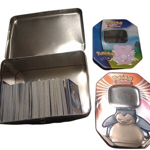 Pokemon Trading Cards With 3 Tins, Good Shape